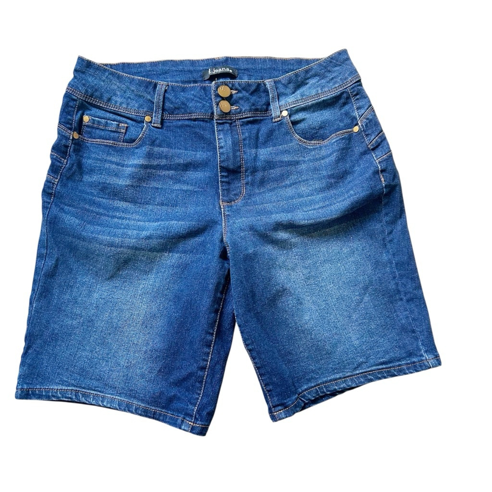 d. jeans Dark Blue Denim Bermuda Shorts Size 14W Stretch Spring/Summer